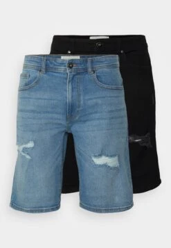 Pier One Unisex 2 Pack - Denim Shorts - Blue/Black Denim -Pier One 07a2a099e2d644ab8c70e05709f387ae