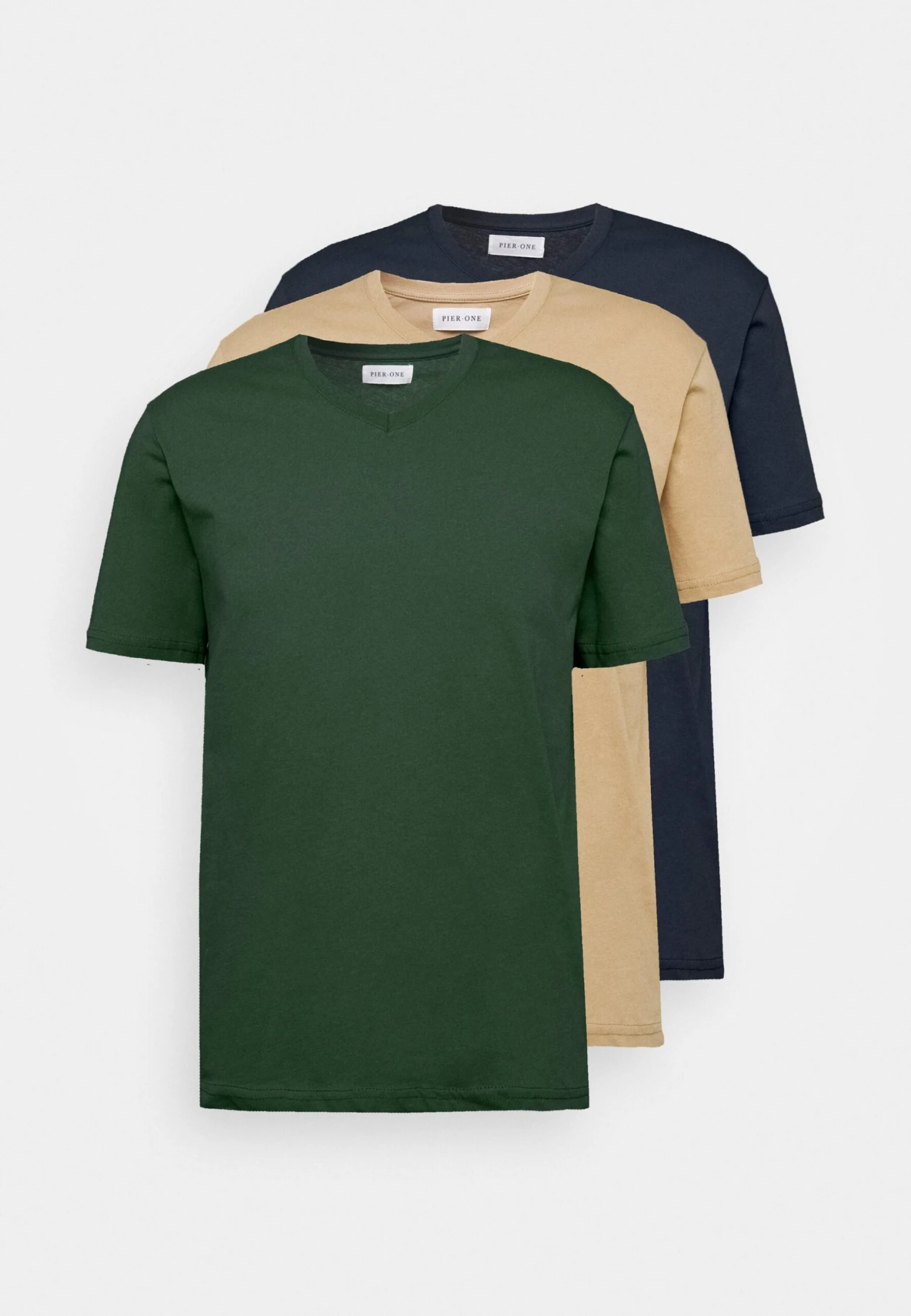 Pier One 3 Pack - Basic T-Shirt - Khaki/Tan/Dark Blue 9 Pier One 3 Pack - Basic T-Shirt - Khaki/Tan/Dark Blue - Image 7