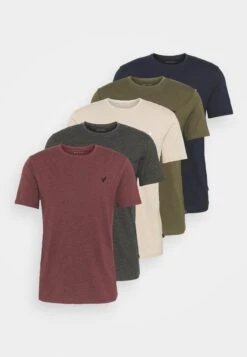 Pier One 5 Pack - Basic T-Shirt - Dark Grey/Dark Blue/Olive -Pier One 0f912bddd05048f8b5cda3d15e55e149