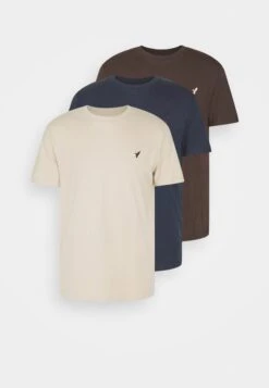 Pier One 3 Pack - Basic T-Shirt - Dark Blue/Beige/Dark Brown -Pier One 0ff326bc8c55447a9774470285a7df1e
