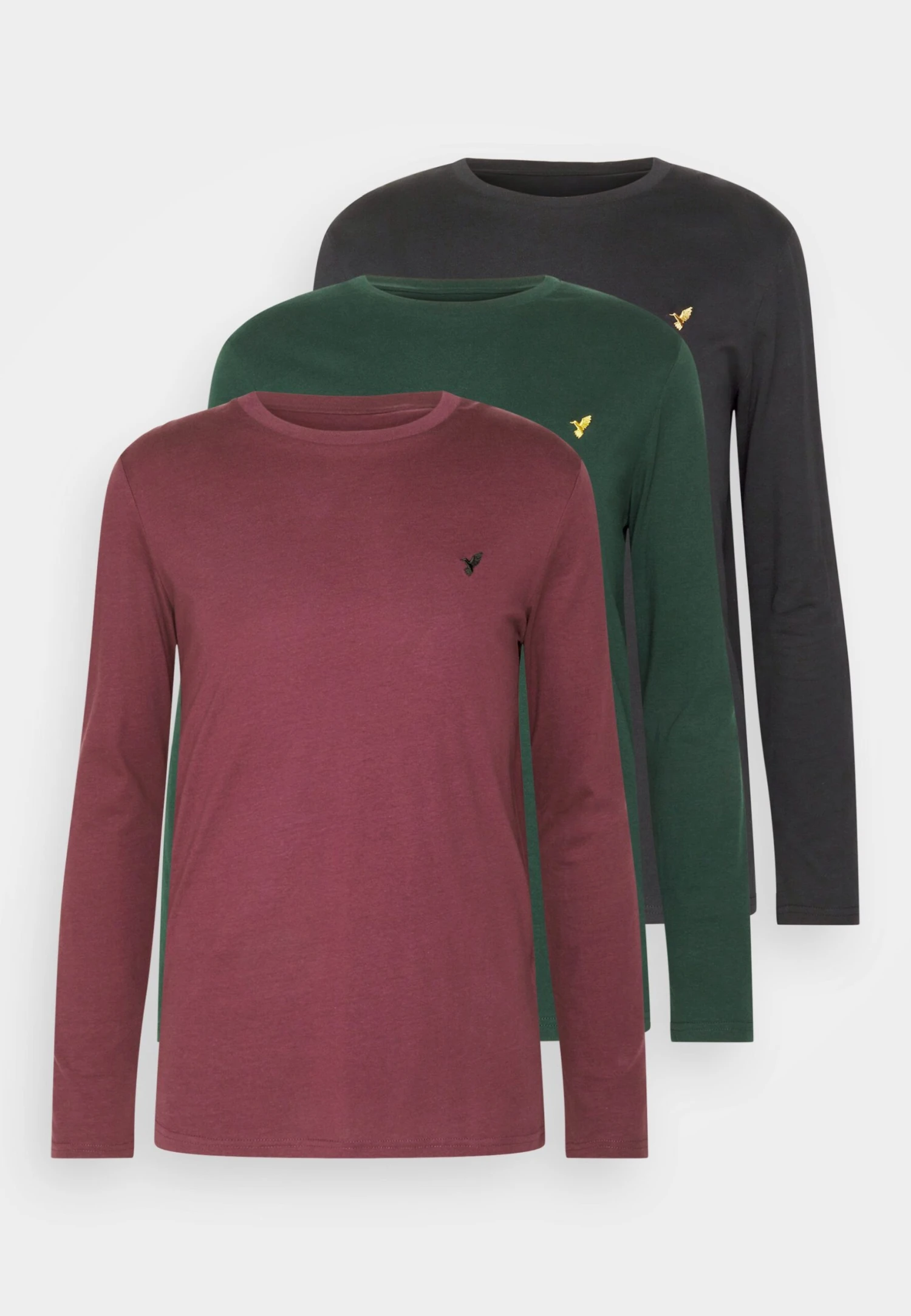 Pier One 3 Pack Unisex- Long Sleeved Top - Black/Bordeaux/Dark Green 8 Pier One 3 Pack Unisex- Long Sleeved Top - Black/Bordeaux/Dark Green - Image 6