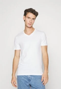 Pier One V Neck Bird Tonal 3 Pack - Basic T-Shirt - Light Brown/White/Dark Blue -Pier One 1f5463f9c0604b97998b18e77595bc5f