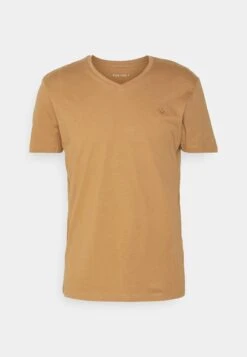 Pier One V Neck Bird Tonal 3 Pack - Basic T-Shirt - Light Brown/White/Dark Blue -Pier One 239be3f8d5344e18a078136b88ad5384