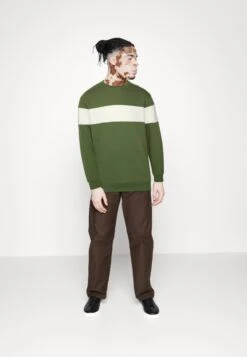 Pier One Sweatshirt - Khaki/Off-White -Pier One 3172cbeab2a348ef90176412baf60ec6