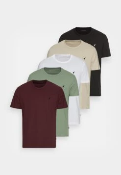 Pier One 5 Pack - Basic T-Shirt - White/Green/Bordeaux/Black/Beige -Pier One 388df4ed46f64c049d4079afe6c50dc9