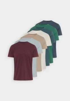 Pier One 7 Pack - Basic T-Shirt - Blue/Mottled Bordeaux/White -Pier One 40238aec486841c1aa91cee1f0bc607e