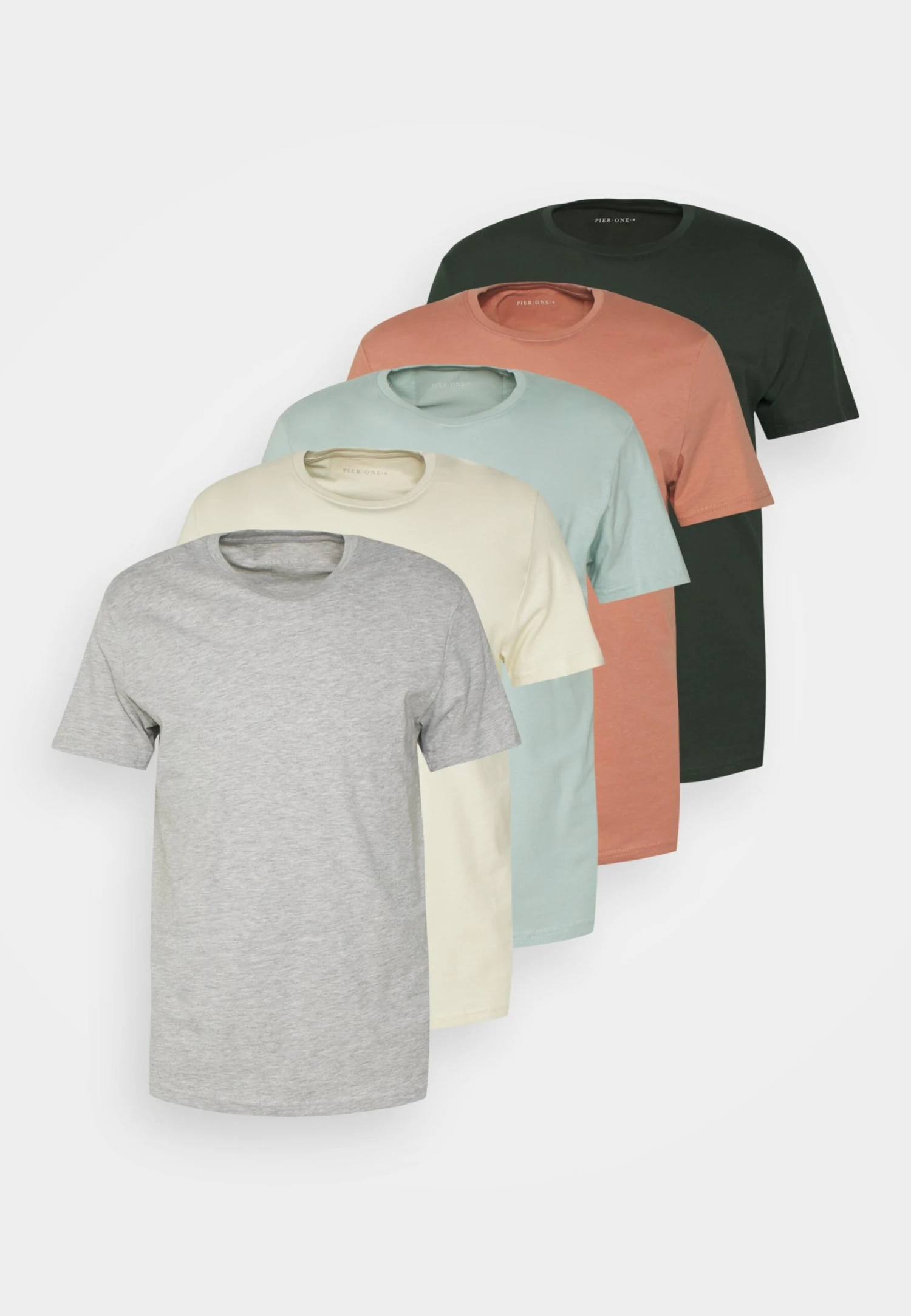 Pier One 5 Pack - Basic T-Shirt - Stone/Blue/Mottled Light Grey - 4 Pier One 5 Pack - Basic T-Shirt - Stone/Blue/Mottled Light Grey - - Image 2