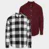 Pier One 2 Pack - Shirt - Bordeaux/Black/White -Pier One 47bc399cc02b417facf0eebd460437ff