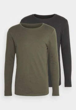 Pier One 2 Pack - Long Sleeved Top - Black/Khaki -Pier One 53fb57fe09314c7597291e1ba0dccb89