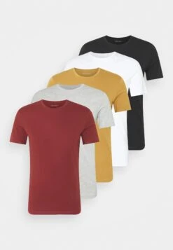 Pier One 5 Pack - Basic T-Shirt - Brown/White/Black -Pier One 5678841ae5a9410890b230c08f47da25