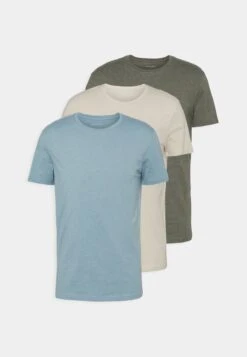 Pier One 3 Pack - Basic T-Shirt - Brown/Beige/Light Blue -Pier One 6207198c93254405a2ac3fe4191f041d