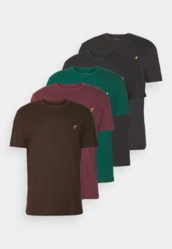 Pier One 5 Pack - Basic T-Shirt - Bordeaux/Dark Green/Dark Blue -Pier One 695ee0a9459c4064b966a3f795bf7133