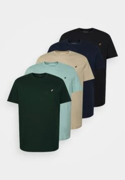 Pier One 5 Pack - Basic T-Shirt - Dark Green/Beige/Light Blue -Pier One 7af36362bd71478faf64c035d446b9b1