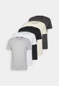 Pier One 5 Pack - Basic T-Shirt - White/Off-White/Light Grey/Beige/Black -Pier One 7bf5e8f476e84e10a6f18ffb93b5ff4c