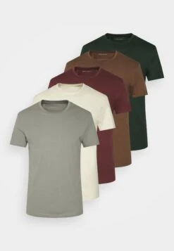 Pier One 5 Pack - Basic T-Shirt - Bordeaux/Light Grey/Brown -Pier One 83cca5e18c004829aaae044651c3ddc2