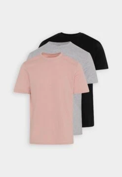 Pier One 3 Pack - Basic T-Shirt - Mottled Light Grey/Pink/Black -Pier One 99867f7702c549b5b66de9a87bff9eae
