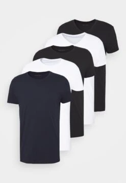 Pier One 5 Pack - Basic T-Shirt - White/Black -Pier One 99f27047b43e496b989230e319ac7a64