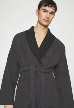 Pier One Shawl Towel Bathrobe - Dressing Gown - Dark Grey -Pier One aedd72cbd7d04b83bcef8a6c104e08f9
