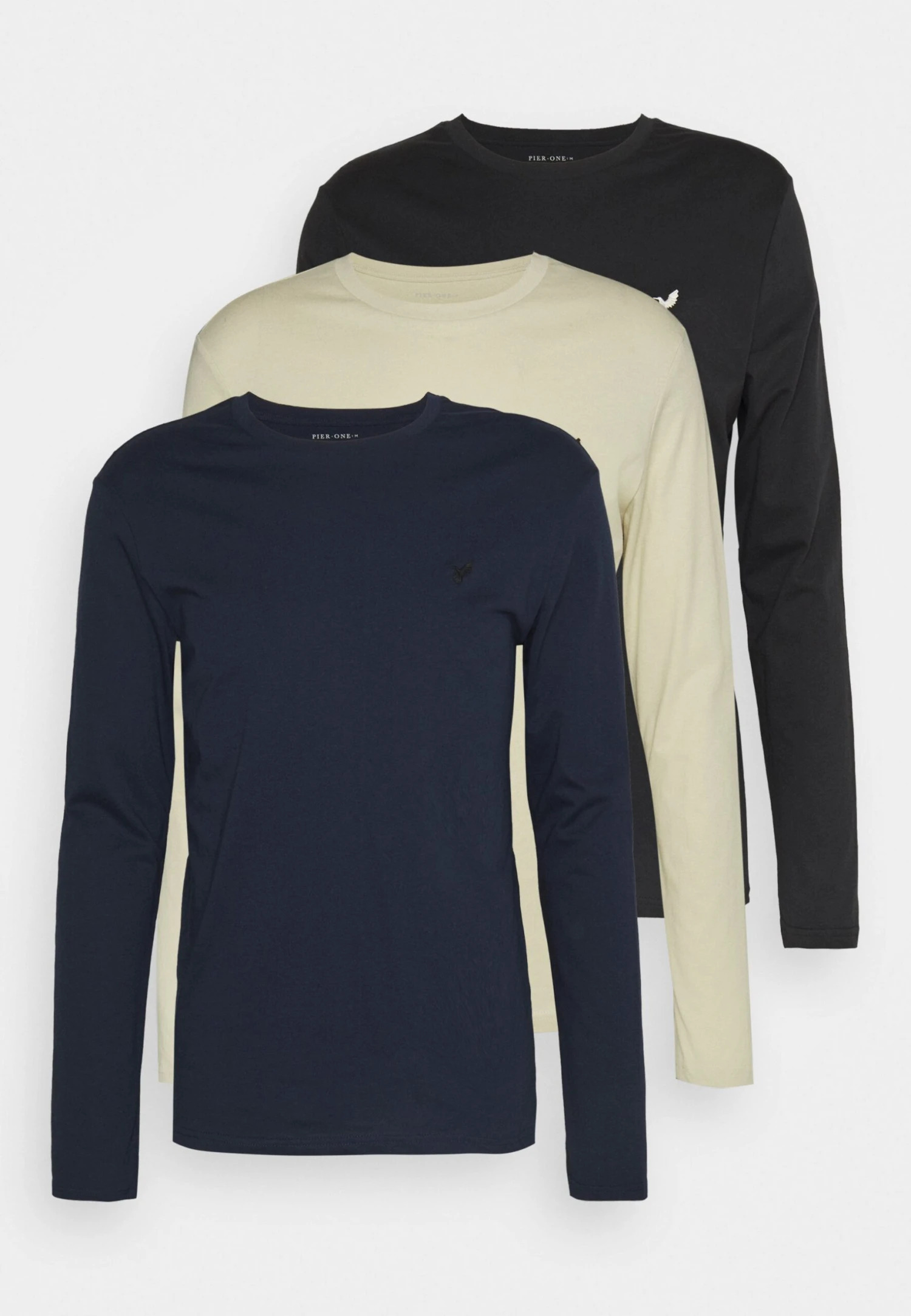 Pier One 3 Pack Unisex- Long Sleeved Top - Black/Dark Blue/Stone 3 Pier One 3 Pack Unisex- Long Sleeved Top - Black/Dark Blue/Stone