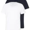 Pier One 2 Pack - Basic T-Shirt - White/Dark Blue -Pier One c317d65fe9bd4dd2b5dfb2c9aa92192f