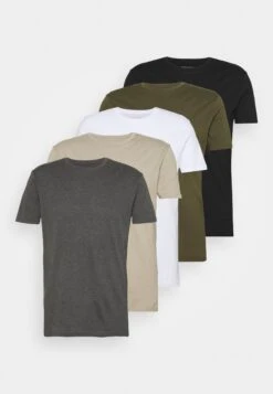 Pier One 5 Pack - Basic T-Shirt - White/Dark Grey/Black -Pier One c8b9f5cce9884e23aebd3711252e2349