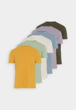 Pier One 7 Pack - Basic T-Shirt - White/Yellow/Lilac -Pier One d619b979bff1421ca3c2dca88f3e6305