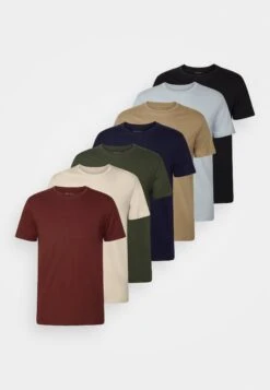 Pier One 7 Pack - Basic T-Shirt - Black/Dark Blue/Dark Green -Pier One d74e2d3540cf40e38472cc37d83d230d
