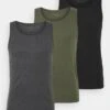 Pier One 3 Pack - Undershirt - Black/Khaki/Mottled Dark Grey -Pier One dcdf4f7f98684599b47537ac7ea160f4