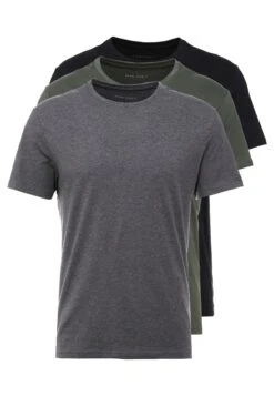 Pier One 3 Pack - Basic T-Shirt - Black/Grey/Green -Pier One df840033a7f04afda15f16c48ba7762b