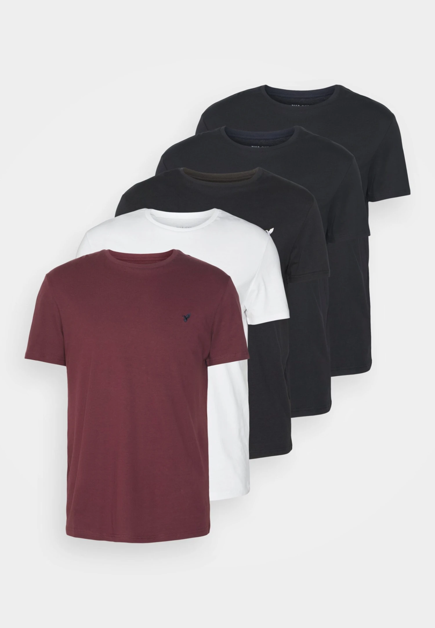 Pier One 5 Pack - Basic T-Shirt - Black/White/Dark Blue 8 Pier One 5 Pack - Basic T-Shirt - Black/White/Dark Blue - Image 6