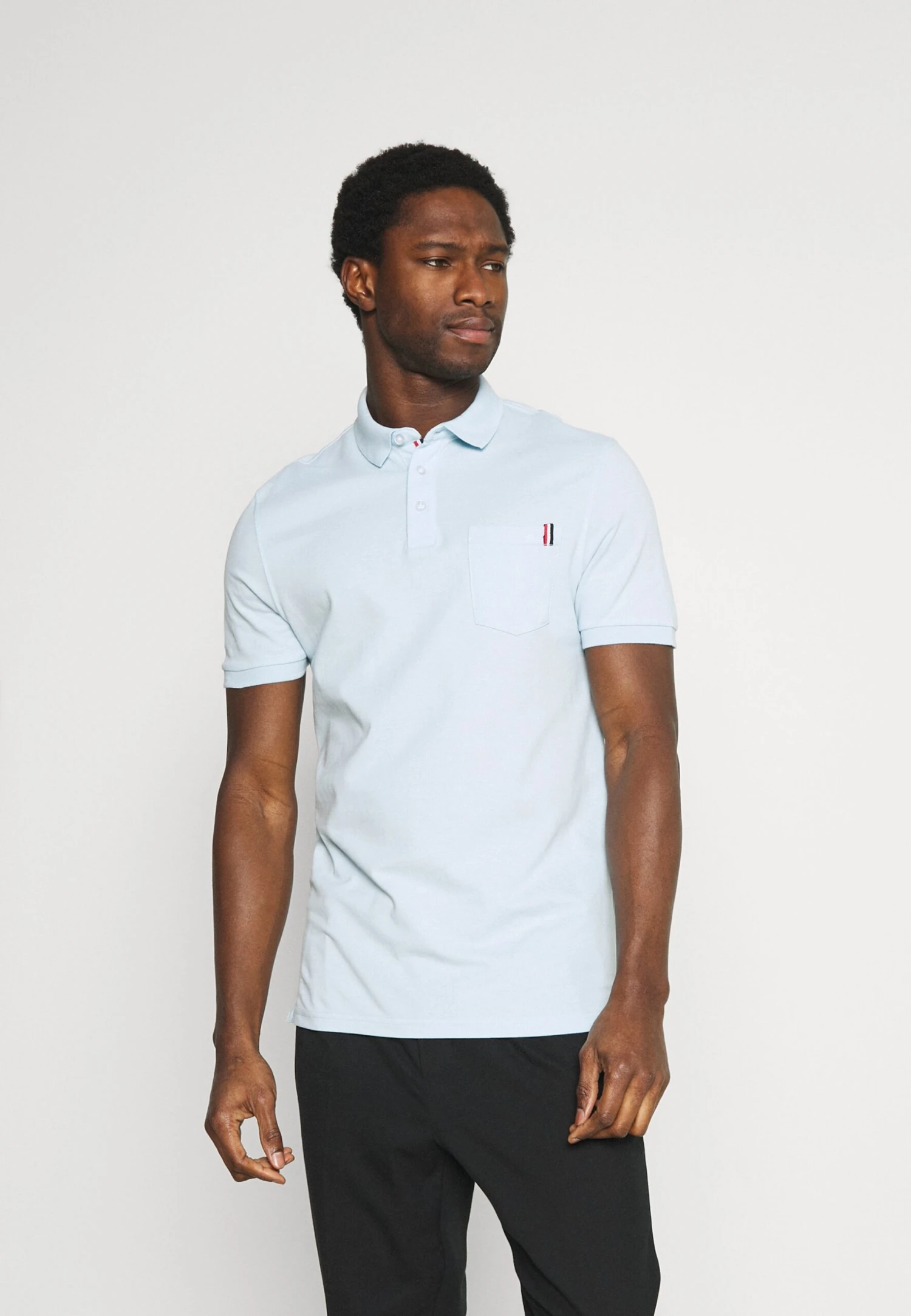 Pier One Tricolore Trim- Polo Shirt - Light Blue 4 Pier One Tricolore Trim- Polo Shirt - Light Blue - Image 2