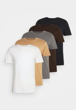 Pier One 5 Pack - Basic T-Shirt - Dark Grey/White/Light Brown -Pier One fb54978751344783bd304fd63dd45a3d